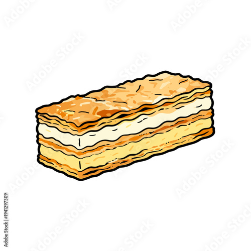 [Vector EPS]Delicious multi-layered cream filled pastry slice