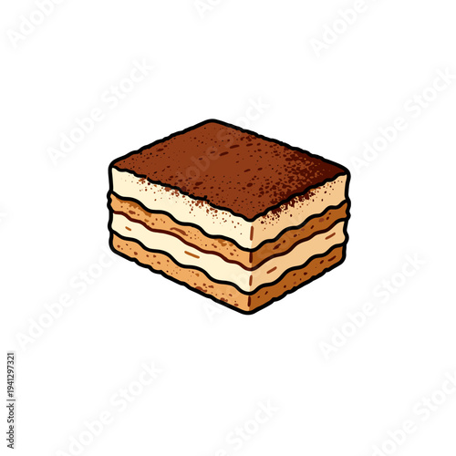 [Vector EPS]A delicious slice of tiramisu cake with multiple layers