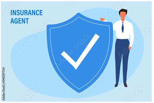 Insurance broker agent for policy insurance vector illustration