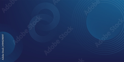Abstract blue geometric lines glowing on dark blue background. Modern shiny blue circle lines pattern. Futuristic technology concept