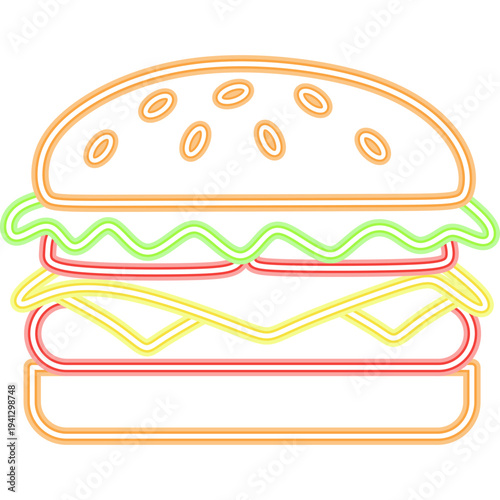 Burger Neon Icon