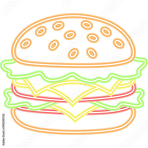 Burger Neon Icon