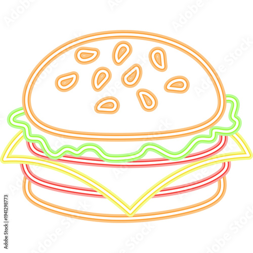 Burger Neon Icon
