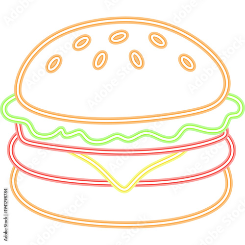 Burger Neon Icon