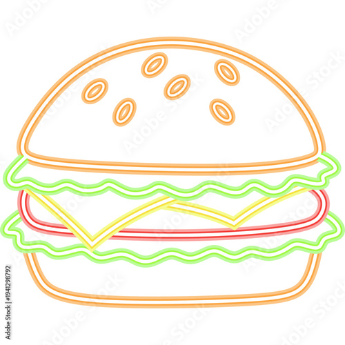 Burger Neon Icon