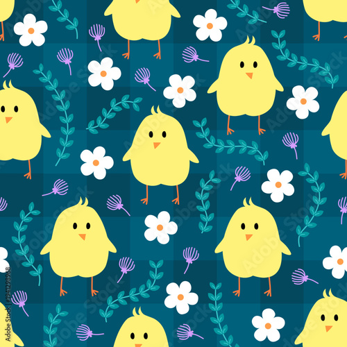 Cute chicks seamless pattern