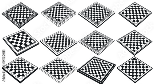 Collection of Chessboards - Isometric View
