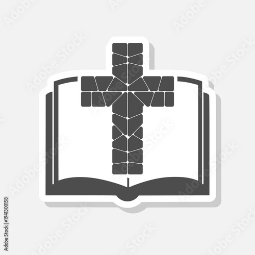 Bible Church Logo Icon sticker isolated on gray background