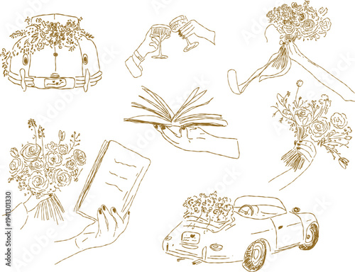 Photos Wedding Celebration Elements Line Art Collection