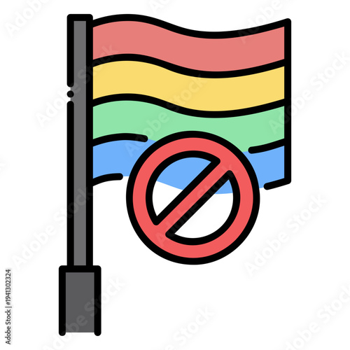 Anti LGBTQ+ Symbol: Rainbow Flag with No Sign