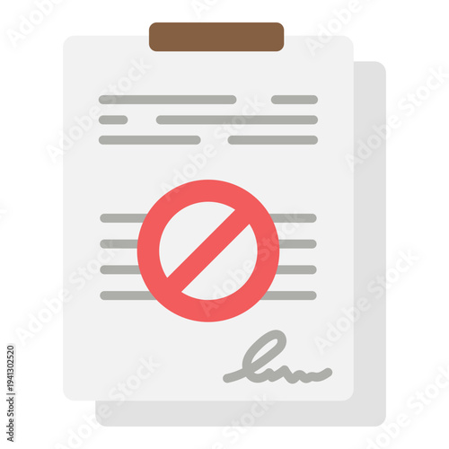 Rejected Document with Prohibition Sign on Clipboard