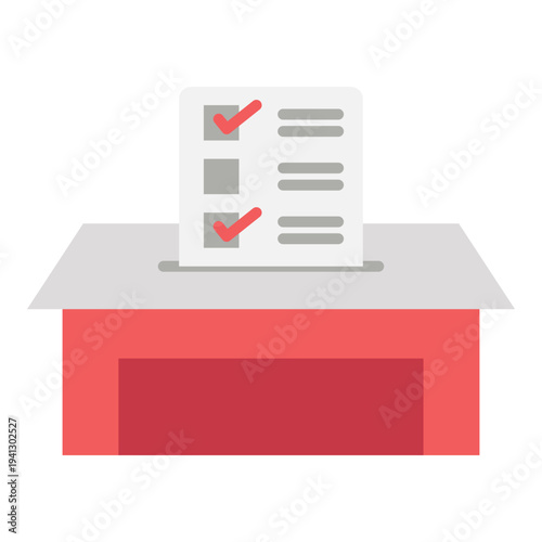 Voting Box with Ballot Paper Illustration