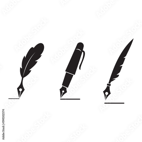 Fountain pen and quill pen icons