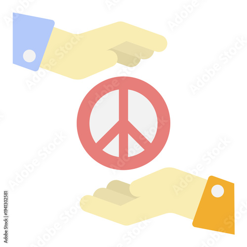 Peace Symbol Protected by Hands: Harmony and Support Concept