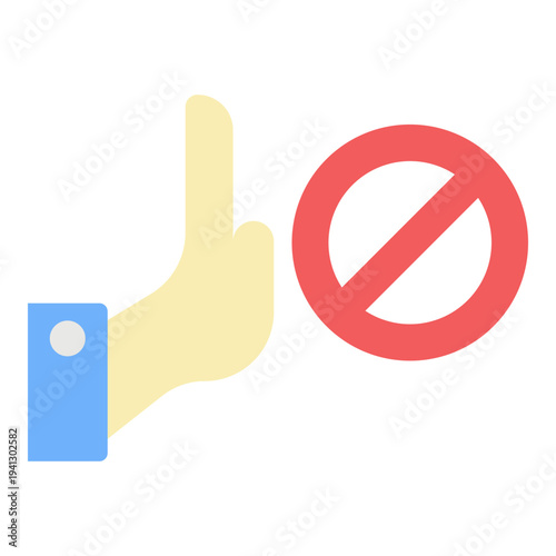 Hand Gesture with Prohibition Sign: No or Stop Concept