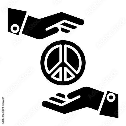 Peace Symbol Protected by Hands Icon