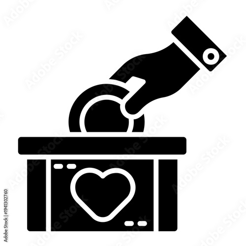 Hand Donating Money to Charity Box with Heart