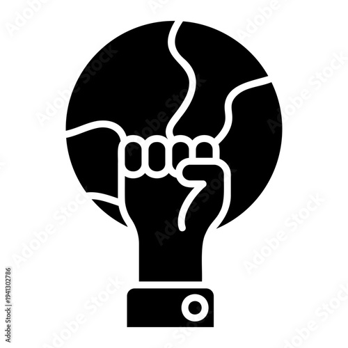 Fist Holding Earth Globe Icon for Global Solidarity