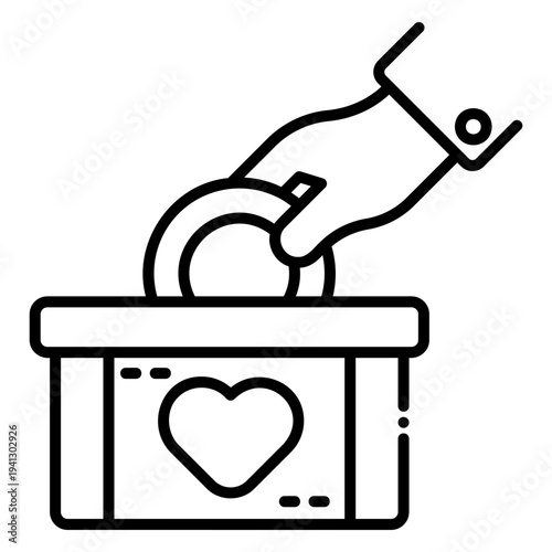 Hand Donating Money into Charity Box with Heart