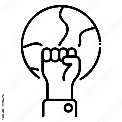 Fist Holding Globe - Environmental Activism Icon