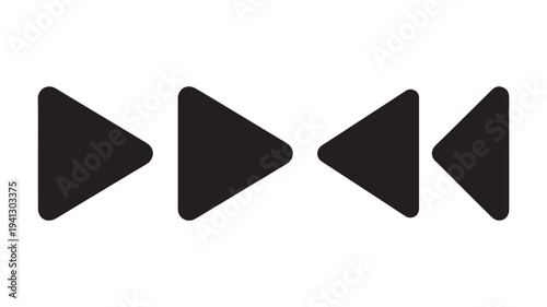 Play Button Icons in Minimalist Design with Solid Black Color on White Background for User Interface