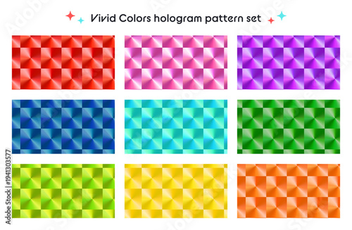 ビビットカラーのホログラムシームレスパターンセット　単色