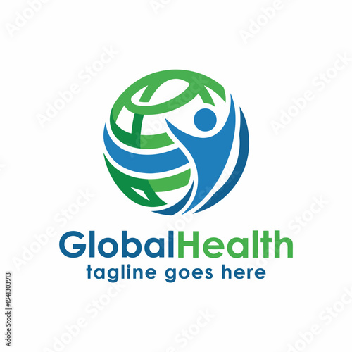 This logo captures the essence of global health through its vibrant design, integrating human elements with the globe, symbolizing health, wellness, and community.