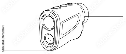 Laser rangefinder device for golf or hunting in minimalist continuous line art style