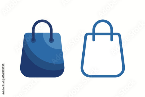 This image features two distinct shopping bag icons, one bold and colorful, while the other is sleek and minimalist. Ideal for digital shopping platforms or websites.