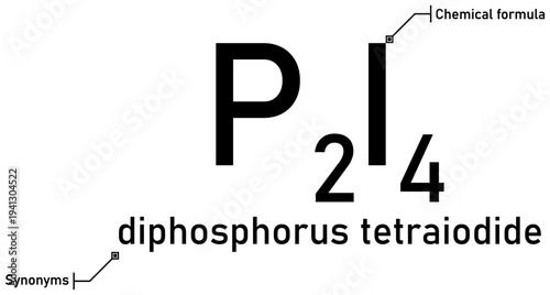 Diphosphorus tetraiodide chemical formula with callout titles