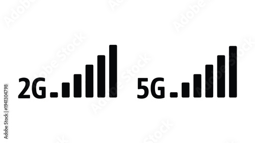 Comparing 2g and 5g signal strengths represented as a bold silhouette
