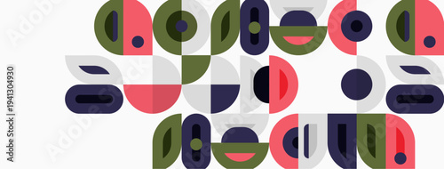 Abstract geometric shapes, muted colors, playful composition. Minimalist design, modern aesthetic, flat illustration style.