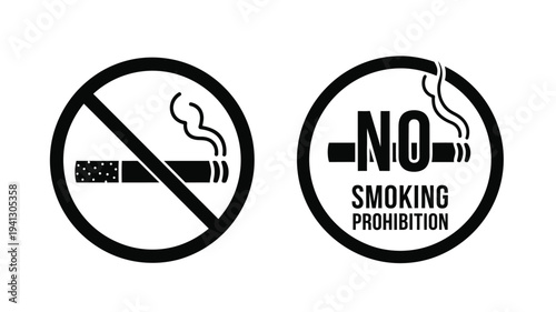 Two no smoking signs presented as bold black silhouettes