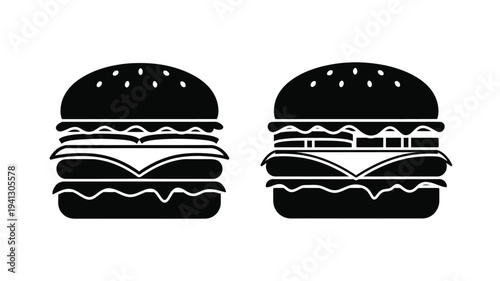 Two stylized black hamburger icons presented as a bold silhouette