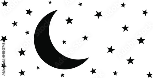 A moon with the stars