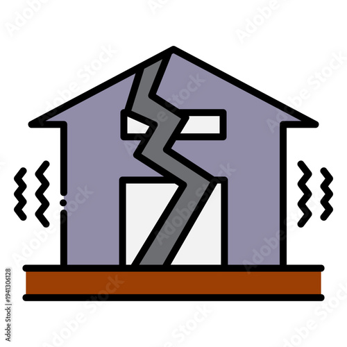 Earthquake Damaged House Illustration