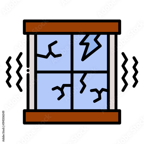 Earthquake Shattered Window Illustration