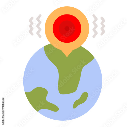 Earthquake Epicenter on World Map Illustration