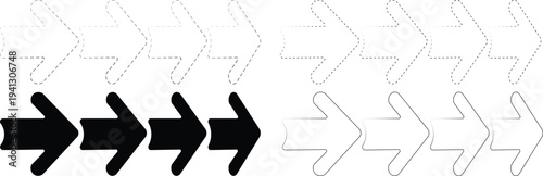 Black arrows pointing right on a white background with faint geometric patterns