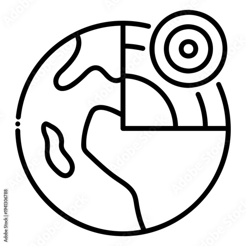 Earth Layers Icon: Structure and Seismic Waves Illustration