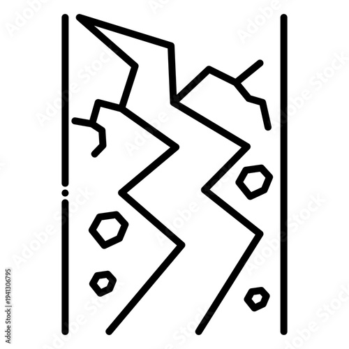 Crack in Wall Line Art, Damage Concept
