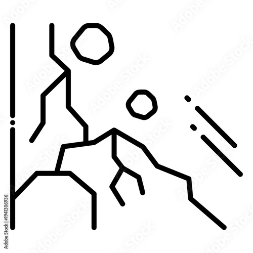 Rockfall Hazard Icon: Falling Rocks and Cliff