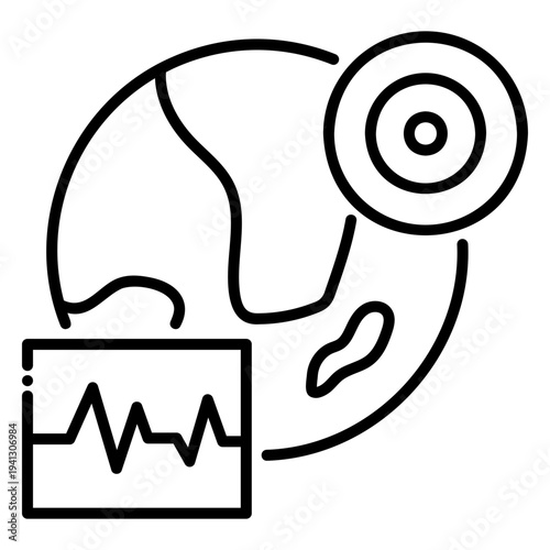 Earthquake Icon: Seismic Activity, Globe, and Waveform Illustration