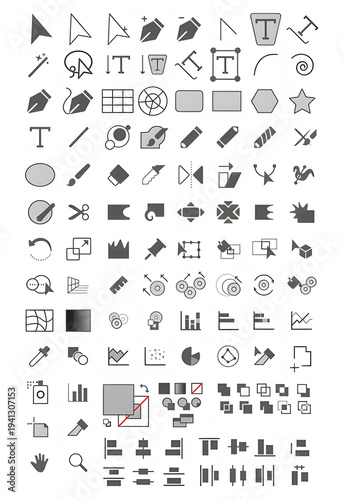 black and white icons set