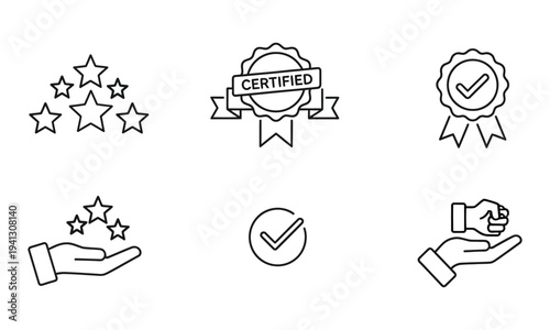 Quality and Assurance: A collection of meticulously crafted emblems, badges, and icons to represent standards of quality, certifications, and assurance.