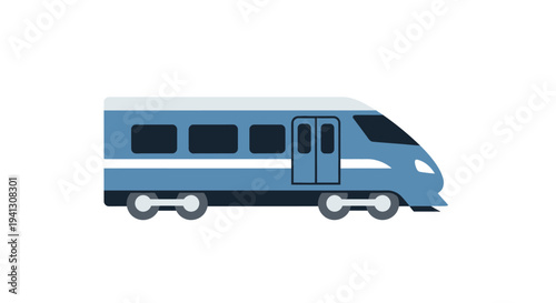 Modern blue train illustration isolated on white background transportation concept