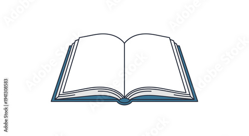 Open book illustration with blank pages for education and reading