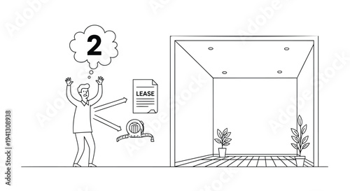 Vector illustration of a person renting an office space