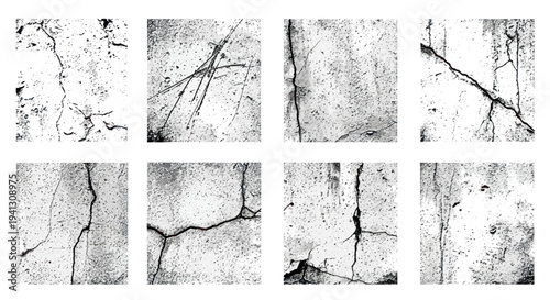 Cracked Concrete Texture Backgrounds - Set of 8 Grunge Overlays