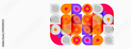 Colorful rounded squares form abstract pattern. Bright hues create playful, geometric design. Simple shapes repeat across white background.